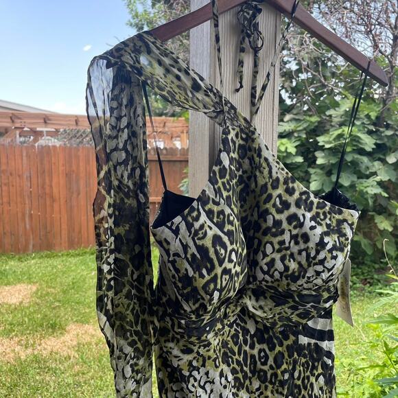 Sexy NWT Silk Cheetah Halter Dress - Picture 3 of 5